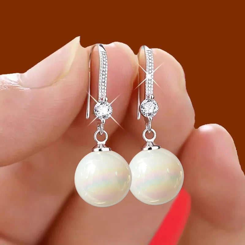 Trendy Pearl Drop Earrings - Red & Green Glam