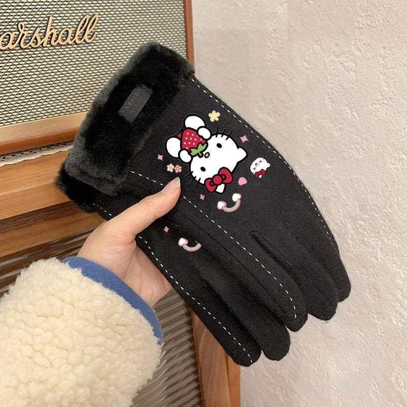 Gants Kawaii Hiver Kuromi & Hello Kitty