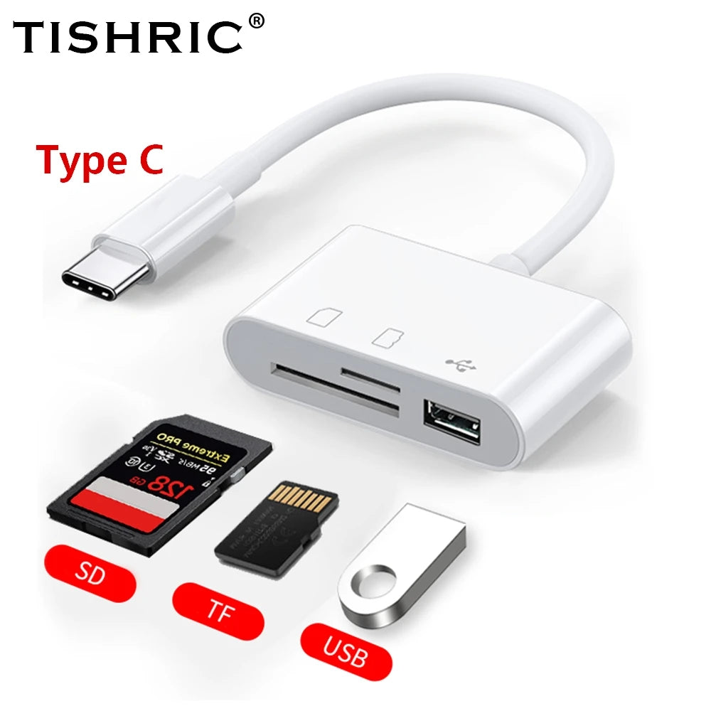 TISHRIC 3-in-1 Type-C Card Reader Adapter