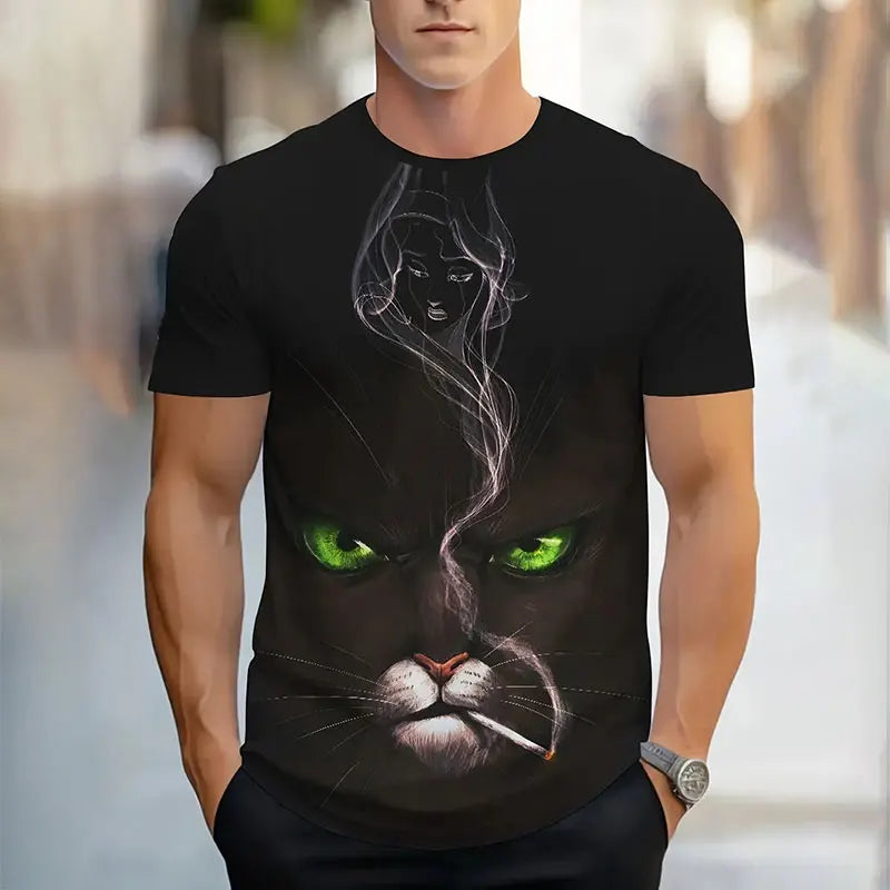 T-shirt Homme Été Imprimé 3D Dégradé Chic