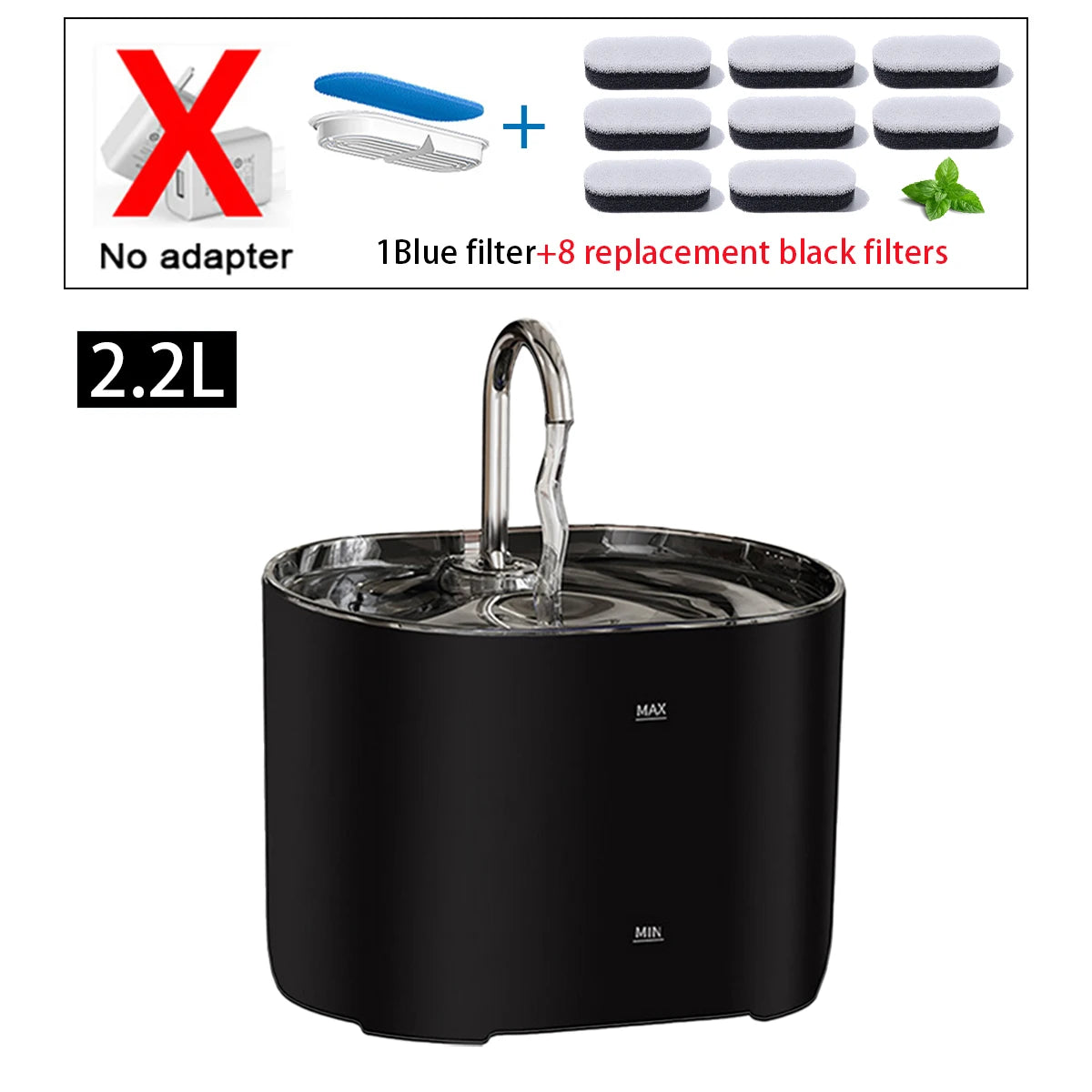 Fontaine Silencieuse pour Chats et Chiens 2,2L