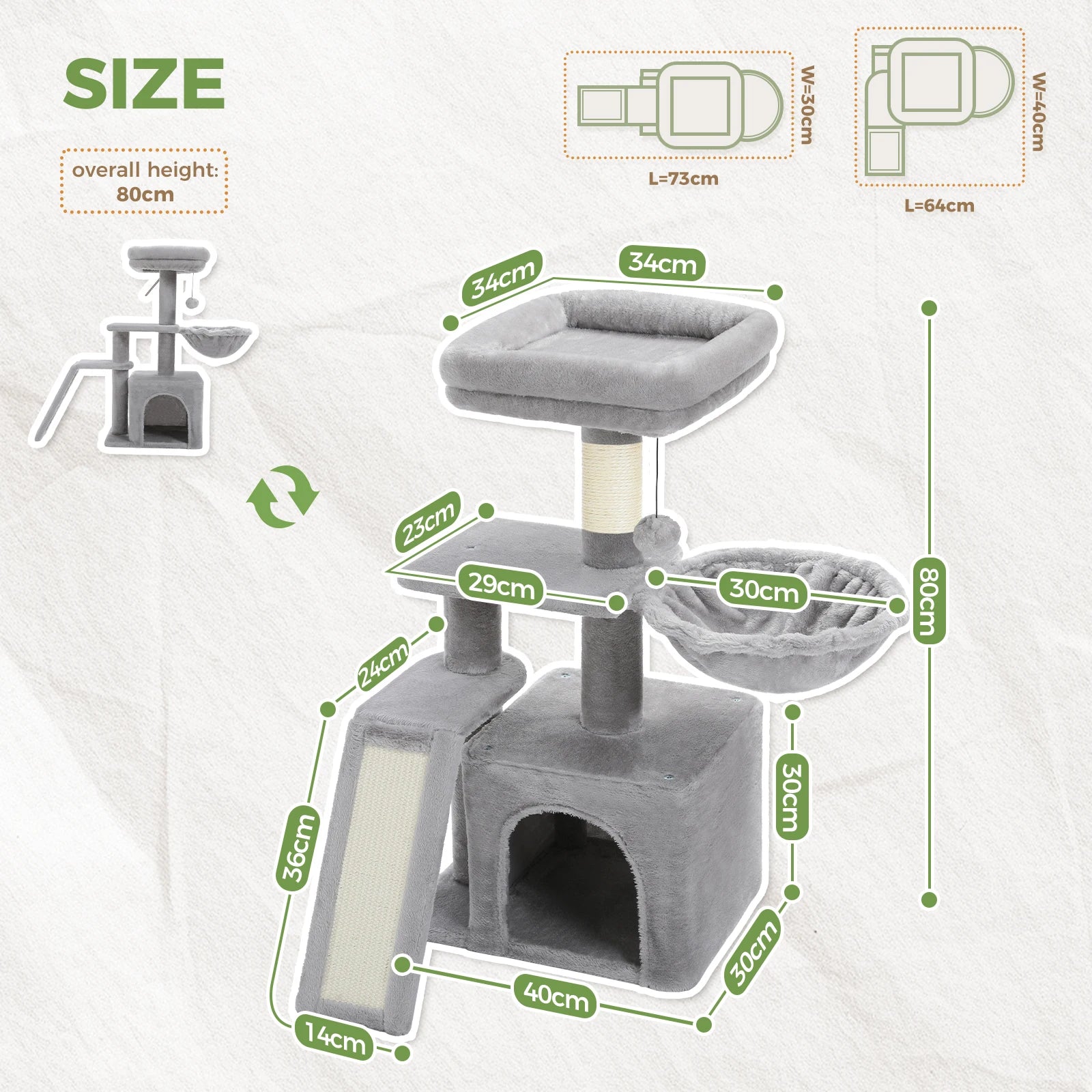 Tour d'Activité pour Chats - Hamac et Griffoirs