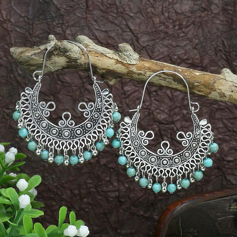 Boho Blue Stone Geometric Earrings for Women