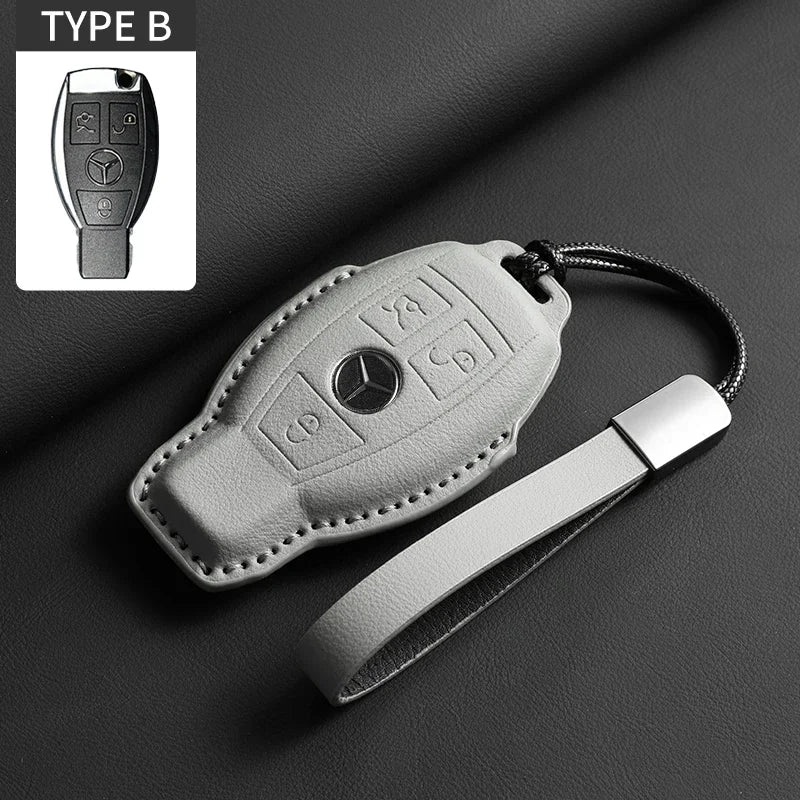 Luxury Leather Remote Key Case for Mercedes Models
