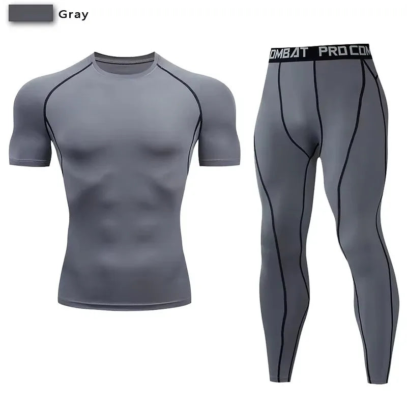Ensemble Sport Compression Homme 2 Pièces Fitness