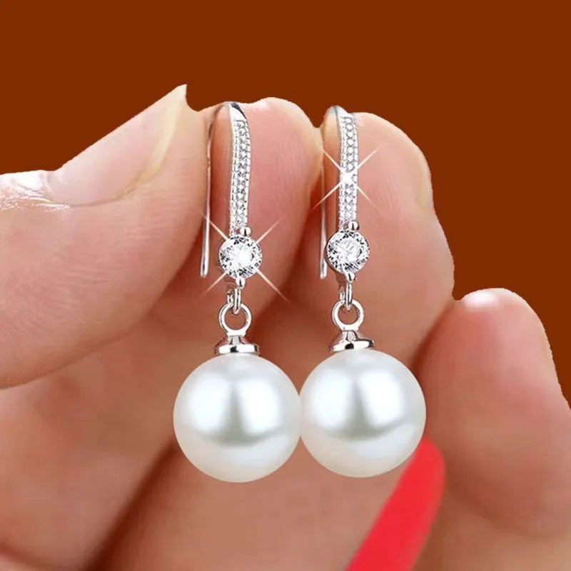 Trendy Pearl Drop Earrings - Red & Green Glam