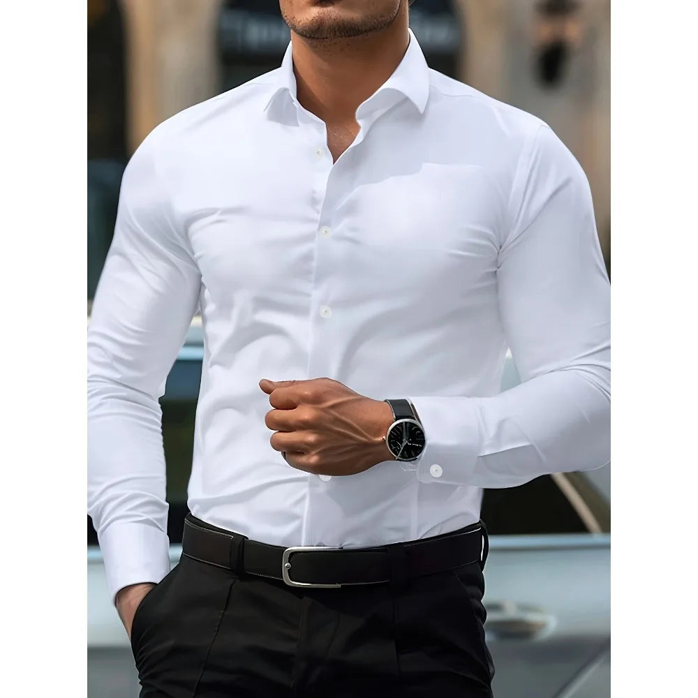 Chemise FGKKS Homme Élastique Casual Manches Longues