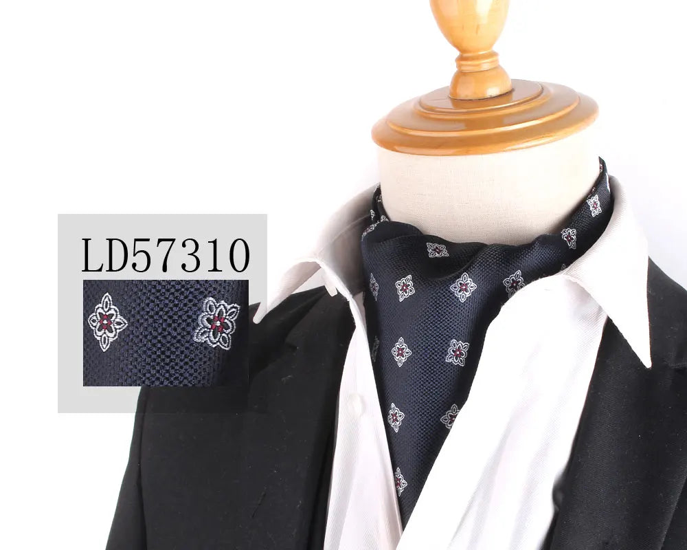 Cravate Jacquard Floral Ascot Luxe pour Hommes