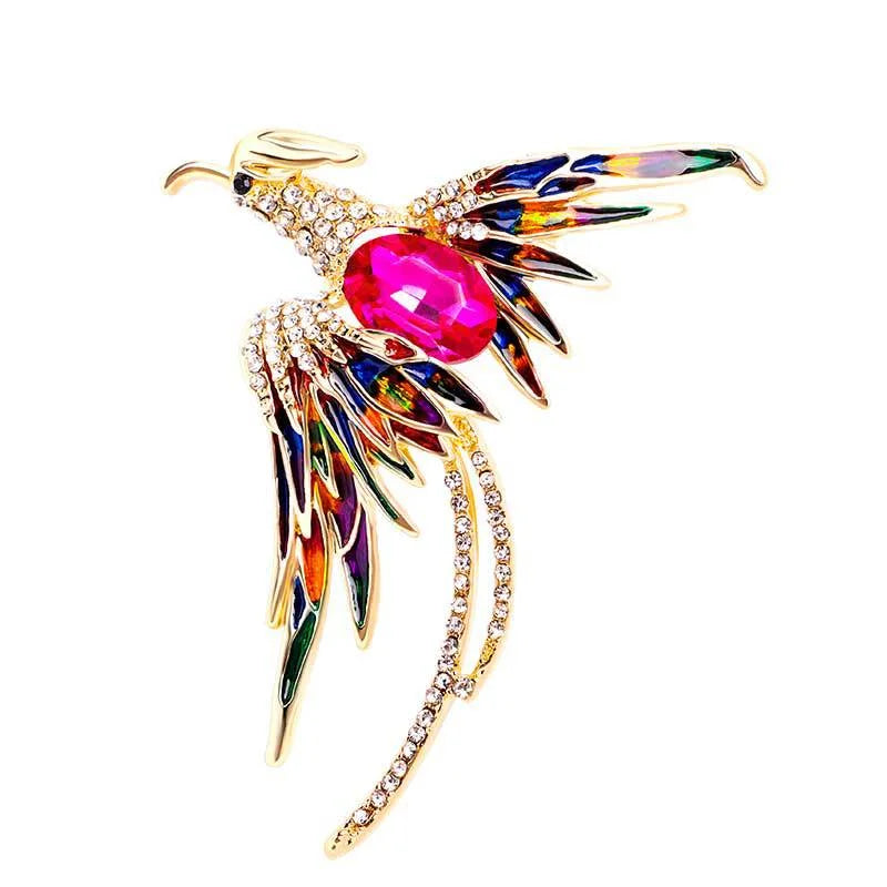 Phoenix Elegance: Crystal Brooch with Flair