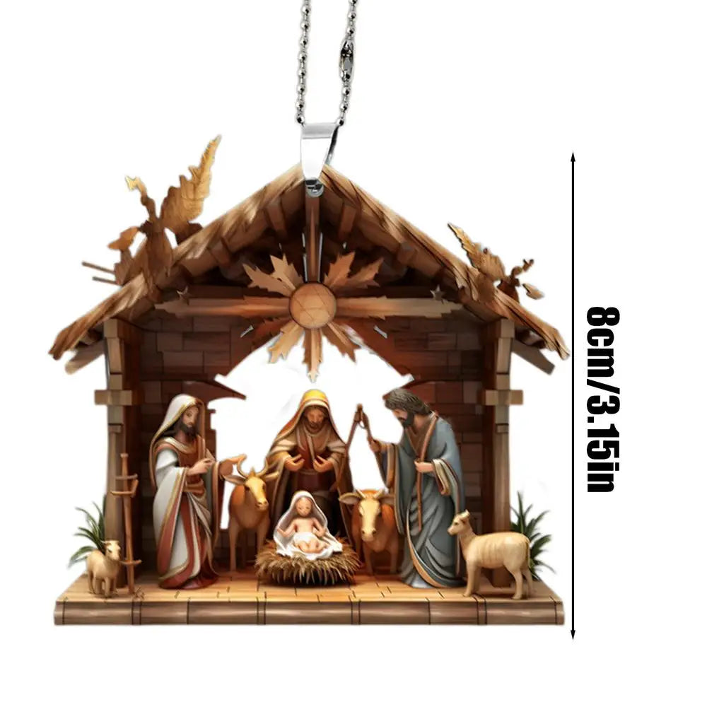 Nativity Scene Acrylic Pendant - Holiday Charm