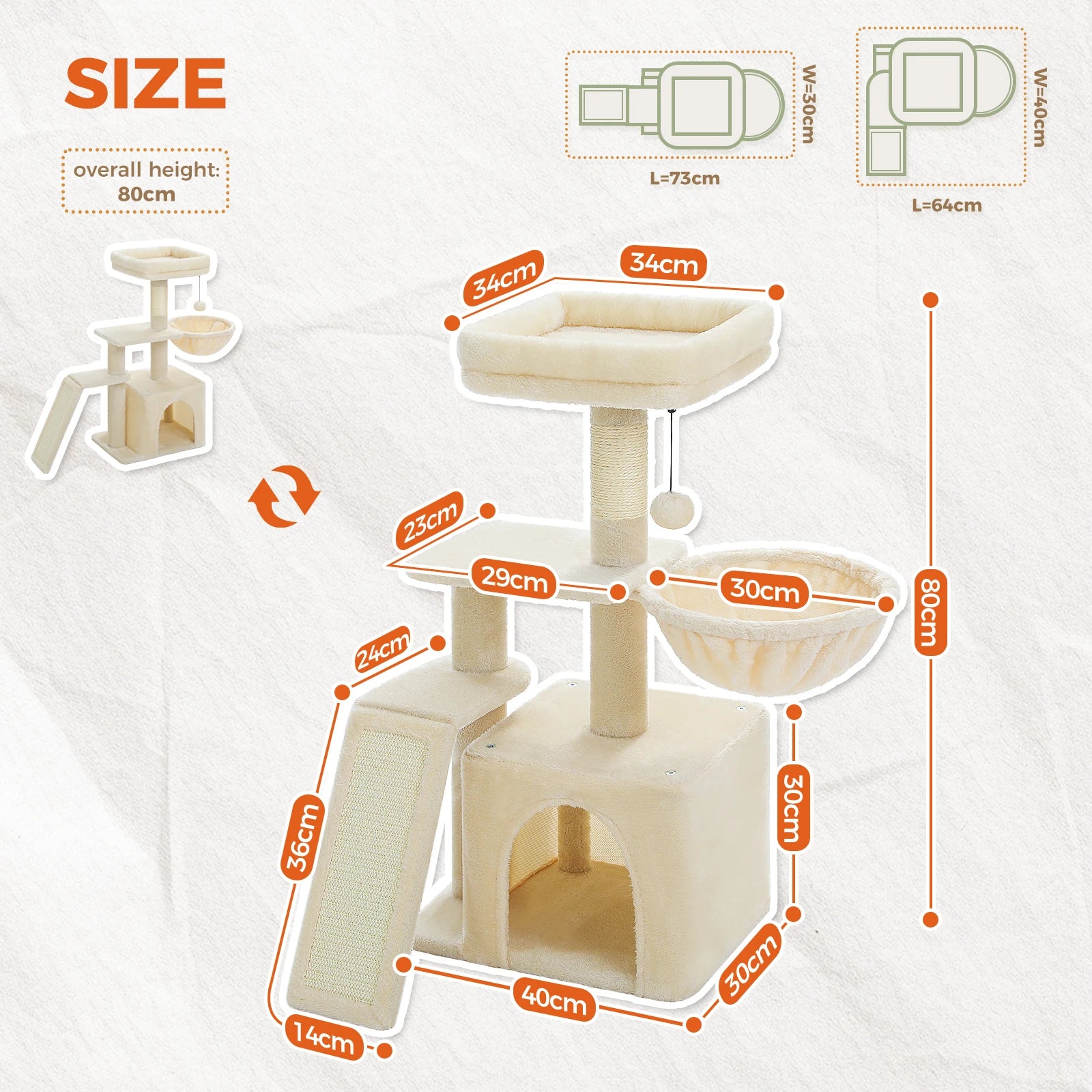 Tour d'Activité pour Chats - Hamac et Griffoirs