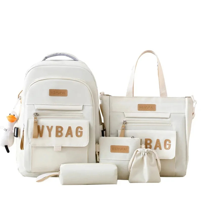 Sac à dos étudiant 5 pièces en toile