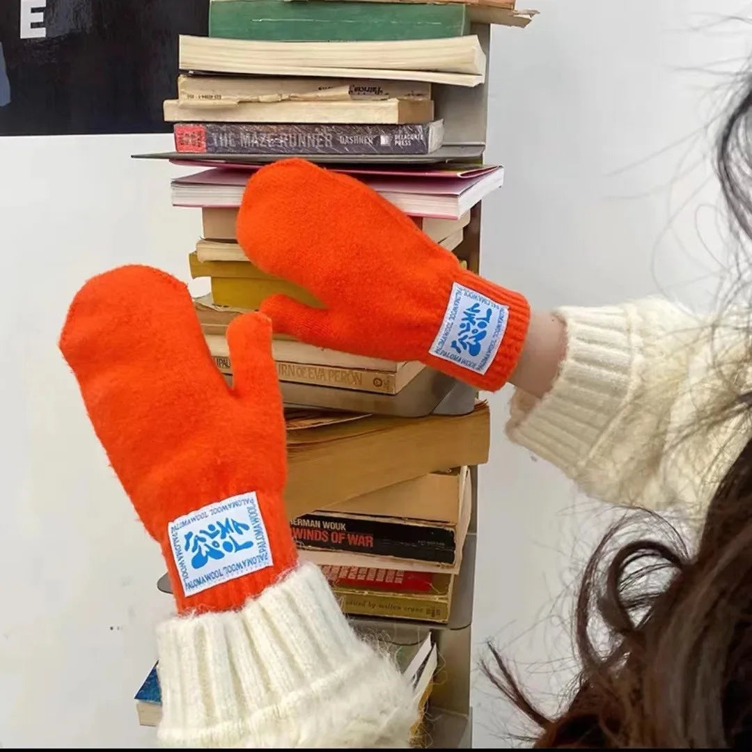 Gants Femme en Laine Éléguants avec Strass Blancs