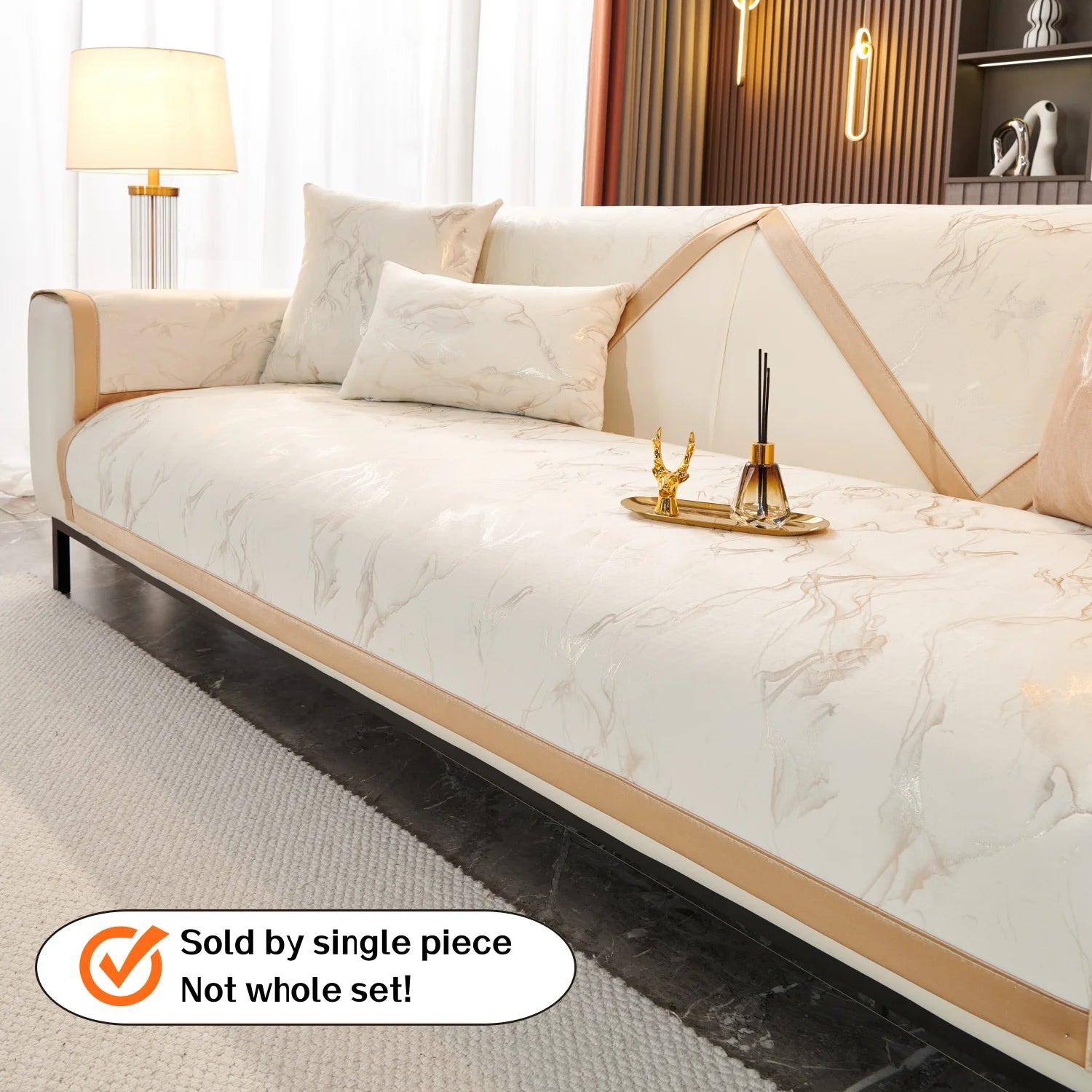 Velours Doré Antidérapant Housse Canapé 4 Saisons