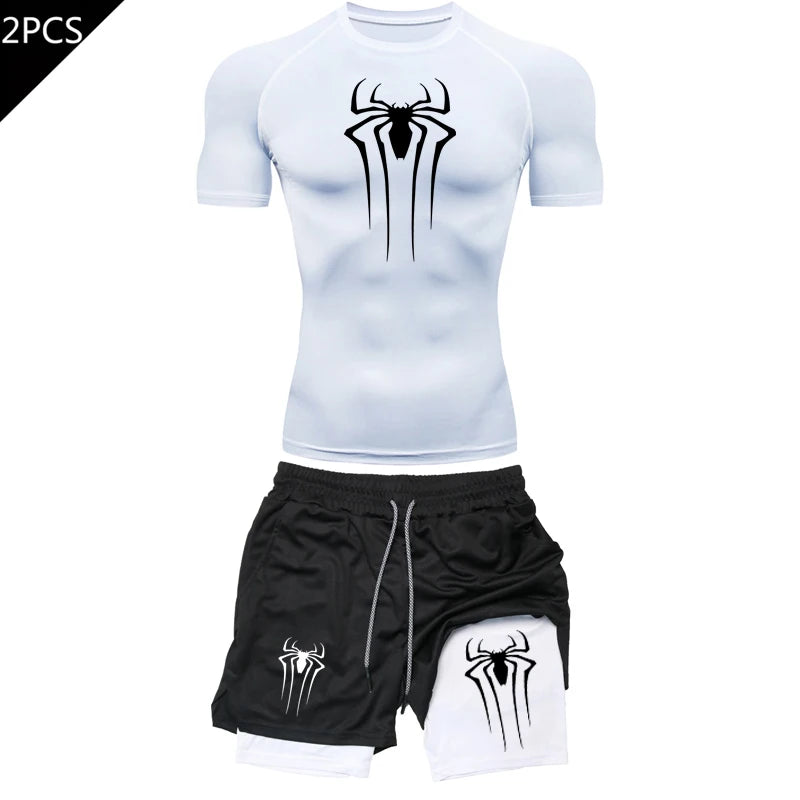 Ensemble Sport Homme Compression Araignée Séchage Rapide