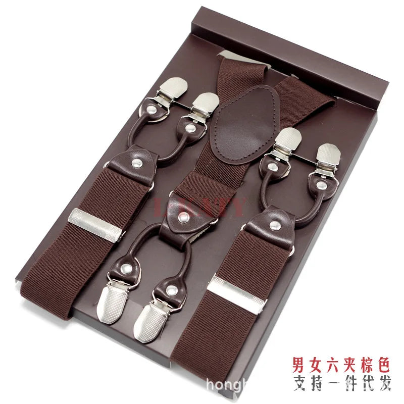 Adjustable 6-Clip Suspenders for Men & Women
