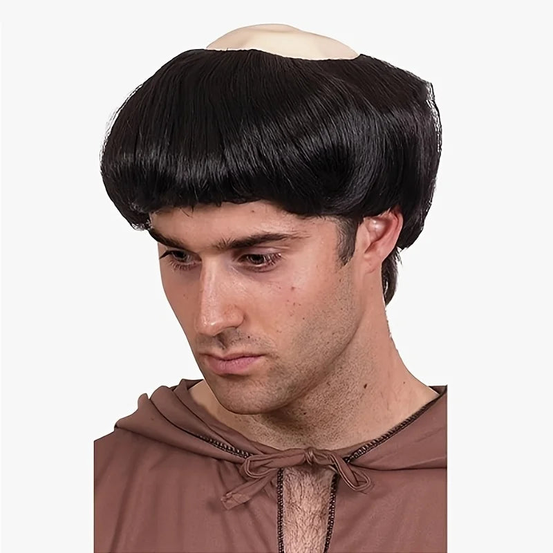 Elegant Brown-Silver Monk Wig for Cosplay