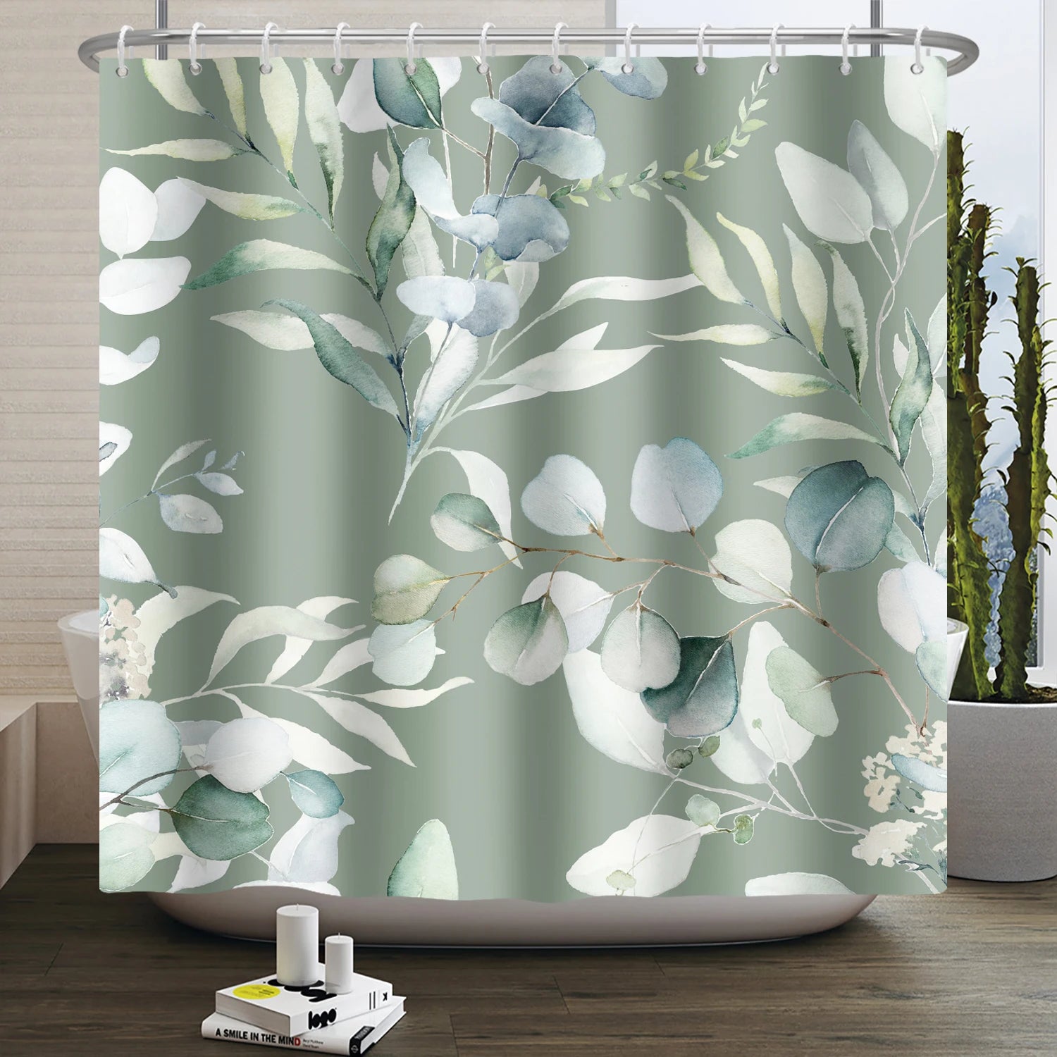 Rideau de Douche Écologique Feuilles Vertes