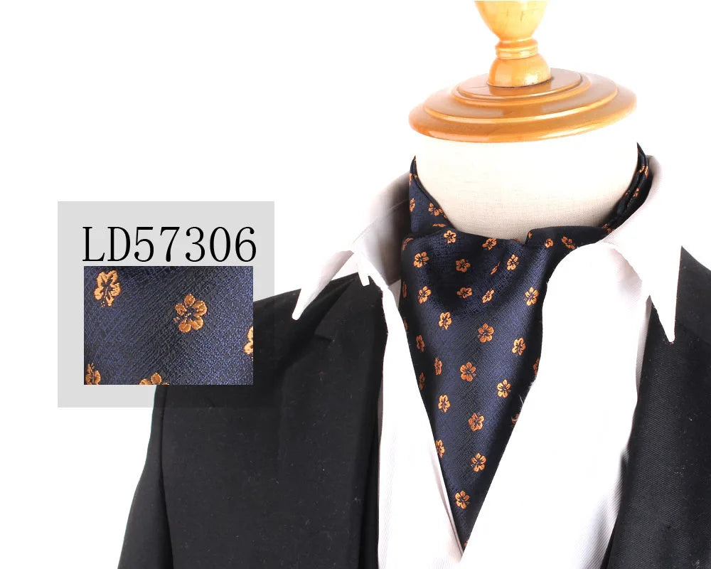 Cravate Jacquard Floral Ascot Luxe pour Hommes