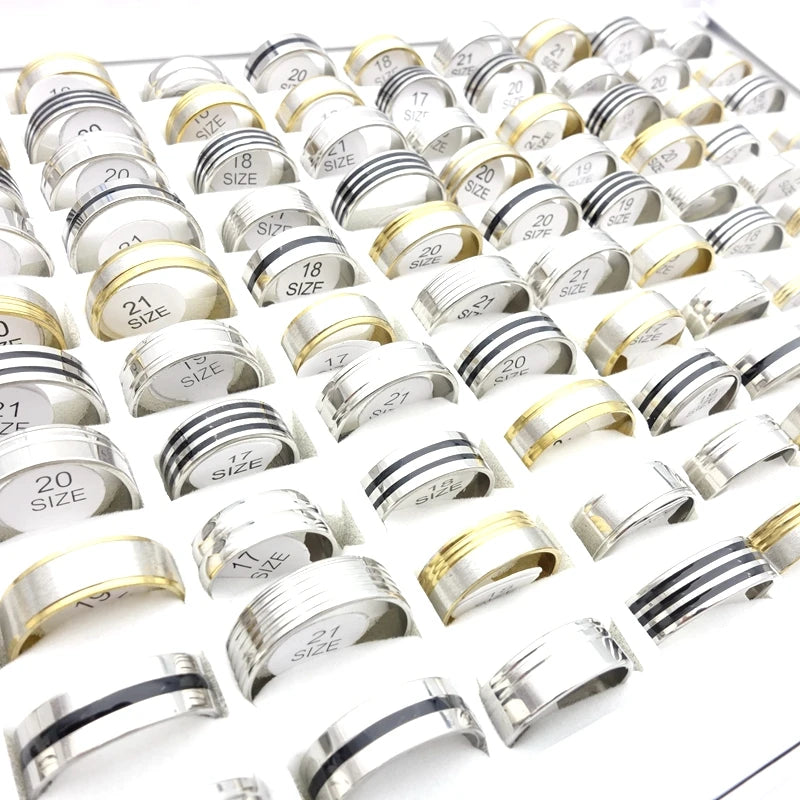 20-Piece Unisex Stainless Steel Ring Set - Trendy Mix