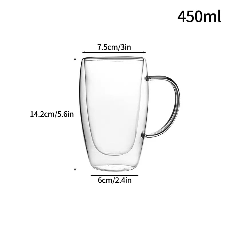 Élégance Verre: Tasse Double Paroi avec Poignée