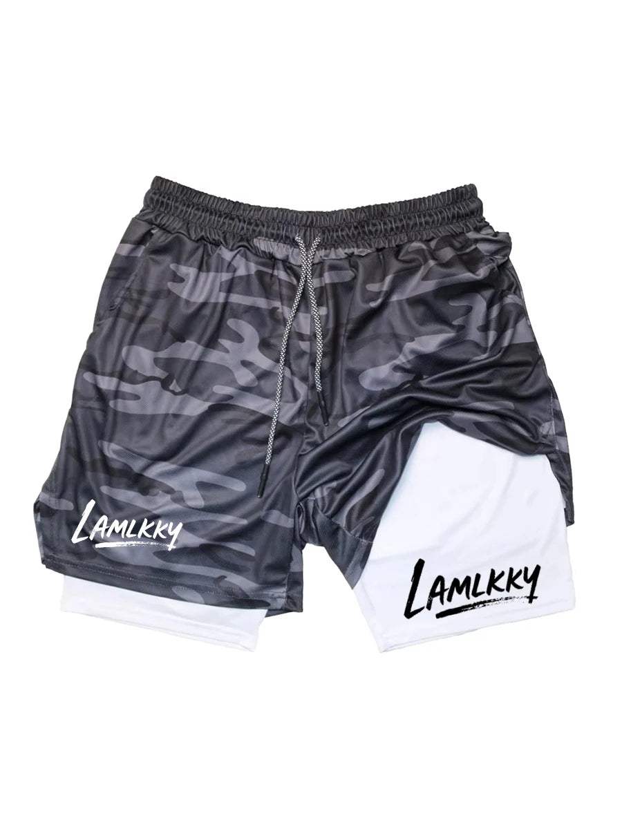 Short Athlétique 2-en-1 Homme avec Poche Téléphone