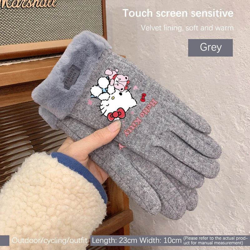 Gants Kawaii Hiver Kuromi & Hello Kitty