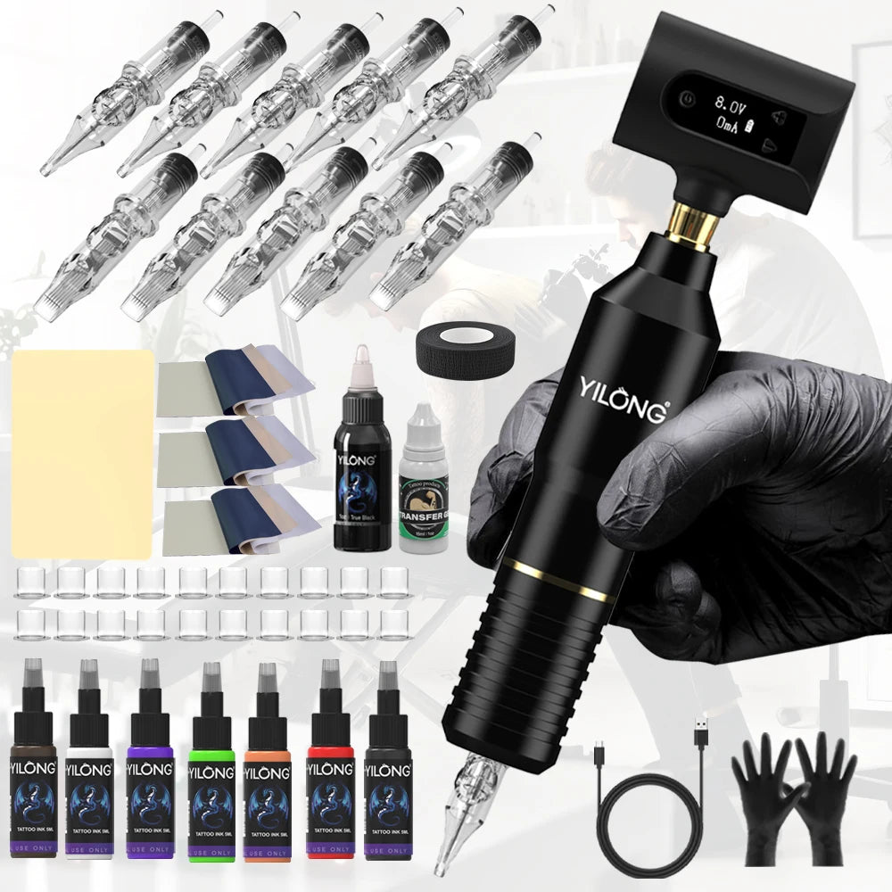 Kit Tatouage Sans Fil YILONG - 10 Pièces Pro