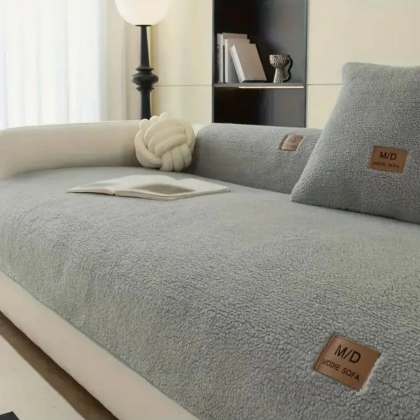 Housse Antidérapante Sherpa avec Décor PU Universel