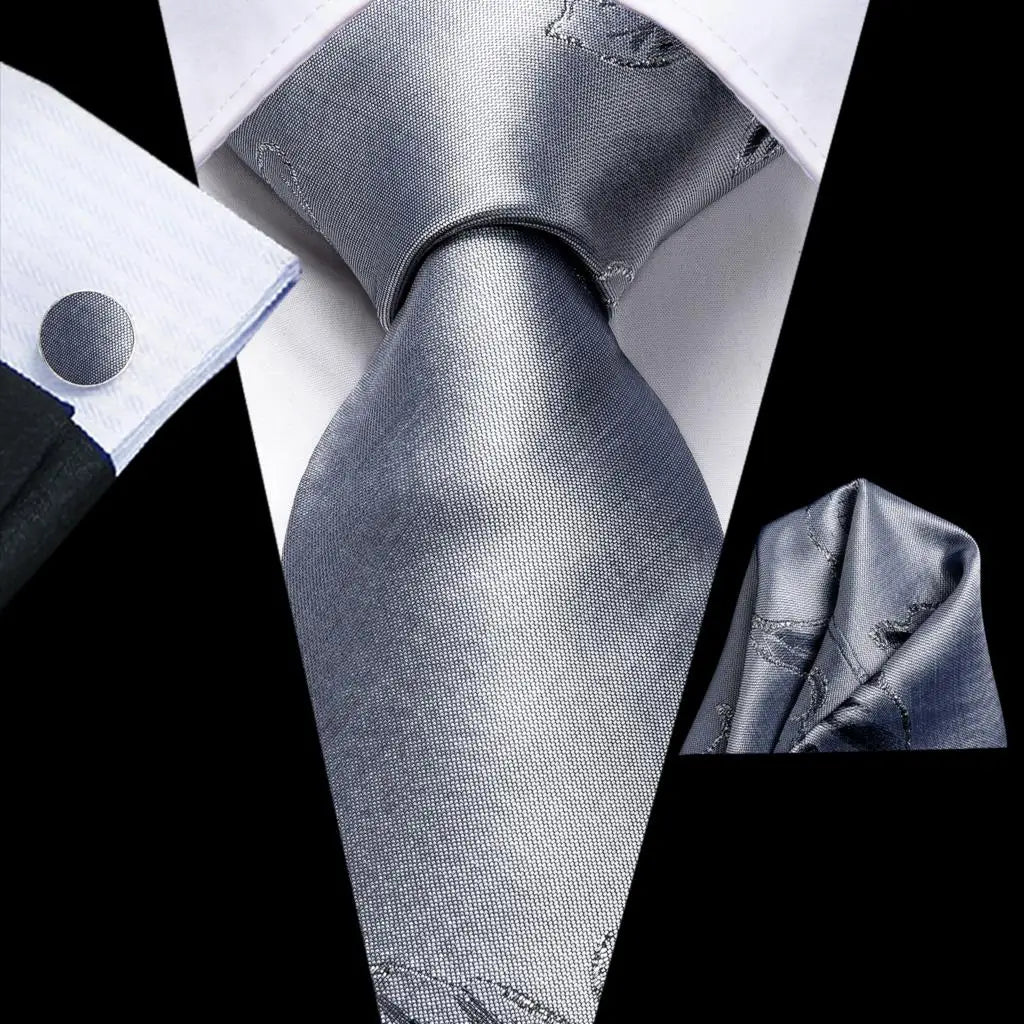 Cravate Élégante Hi-Tie en Soie Gris Fumé pour Hommes