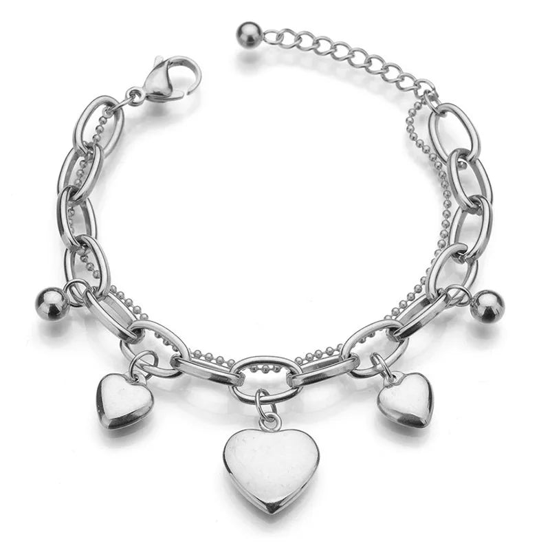 Bracelet Tendance Coeur en Acier - Élégance Voyage