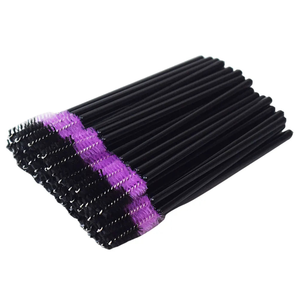 Brosses à cils colorées - 50 pièces en combo scintillant
