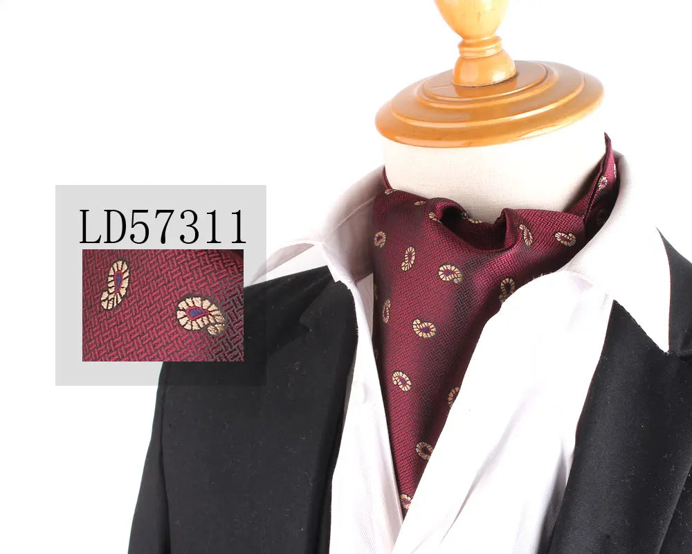 Cravate Jacquard Floral Ascot Luxe pour Hommes