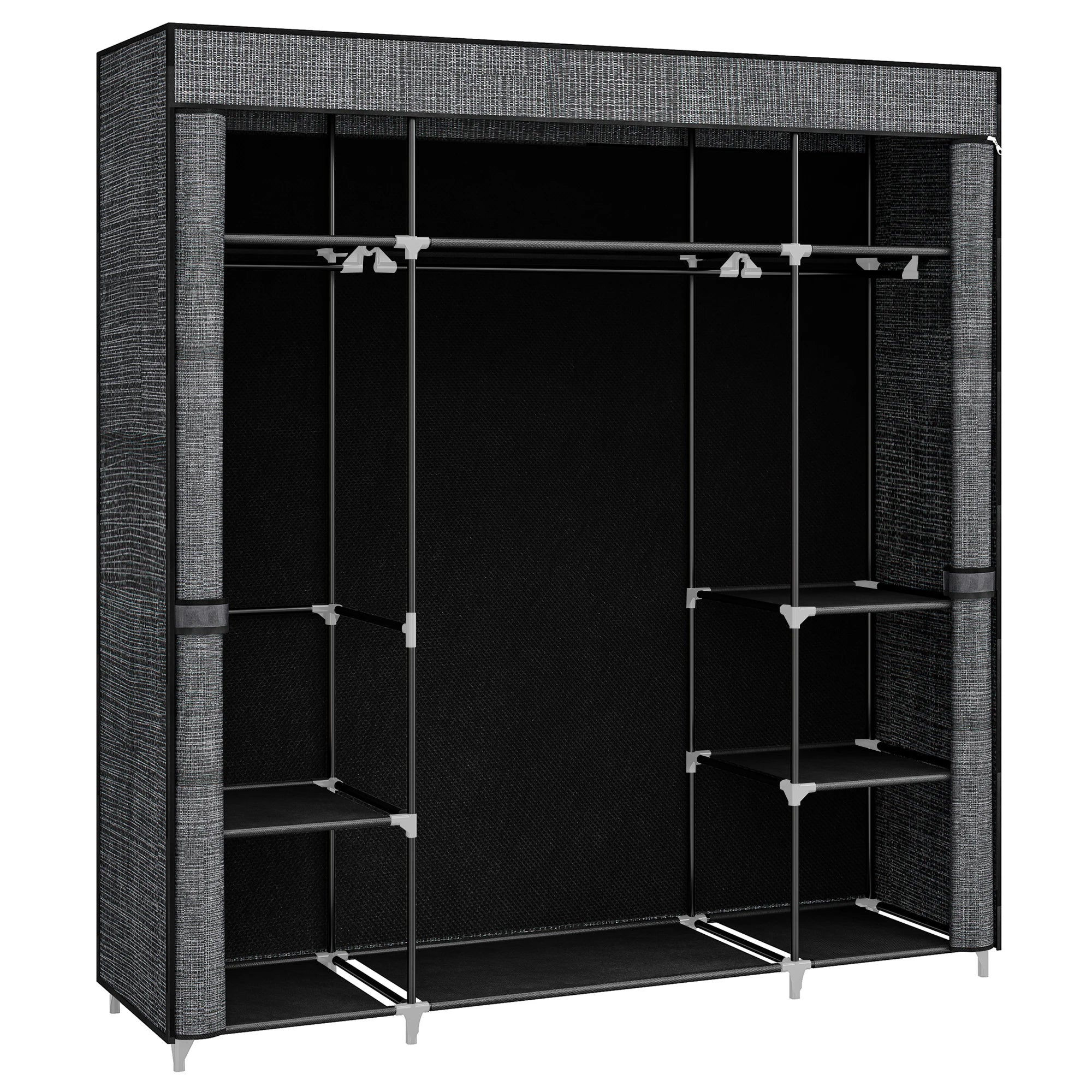 Armoire Tissu Élégante 3 Tringles Noir - Hzuaneri