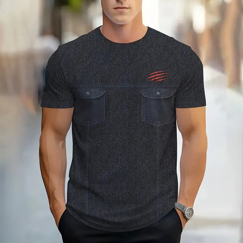 T-shirt Homme Été Imprimé 3D Dégradé Chic