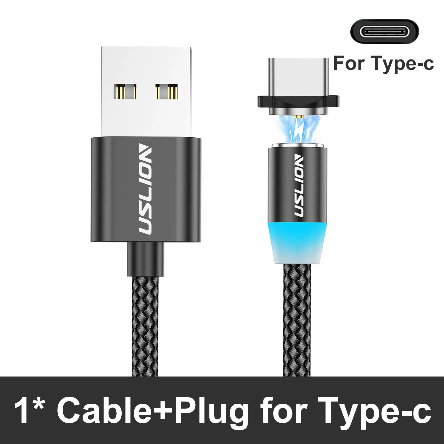 Câble Magnétique USLION 2-en-1 Charge Rapide USB-C