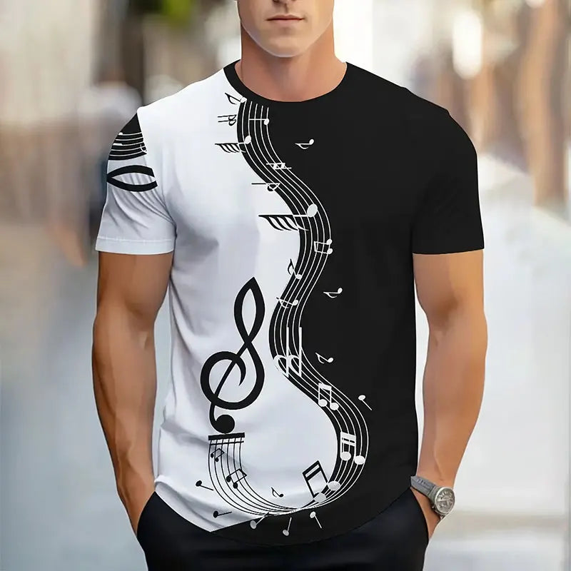 T-shirt Homme Été Imprimé 3D Dégradé Chic