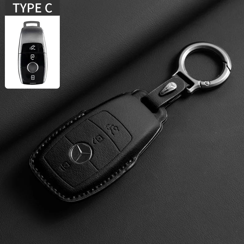Luxury Leather Remote Key Case for Mercedes Models