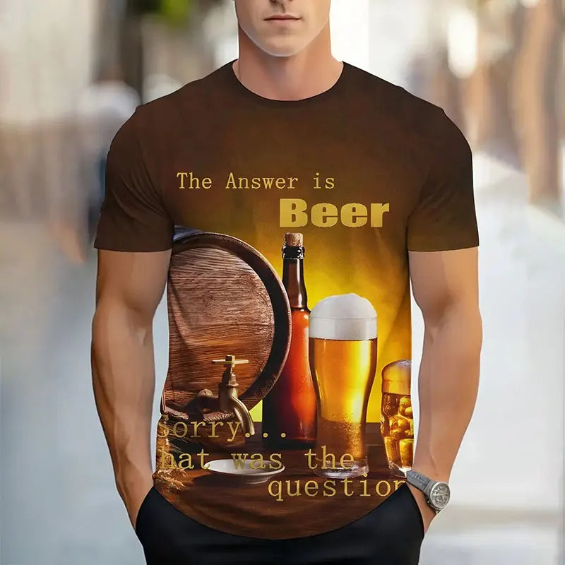 T-shirt Homme Été Imprimé 3D Dégradé Chic