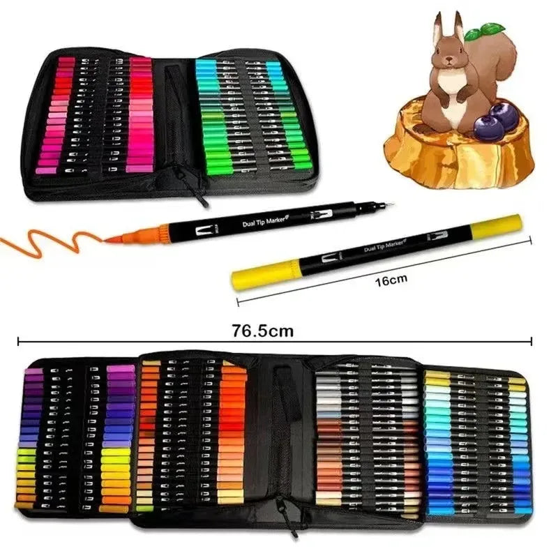 Stylos à double pointe pour artistes - 100 couleurs