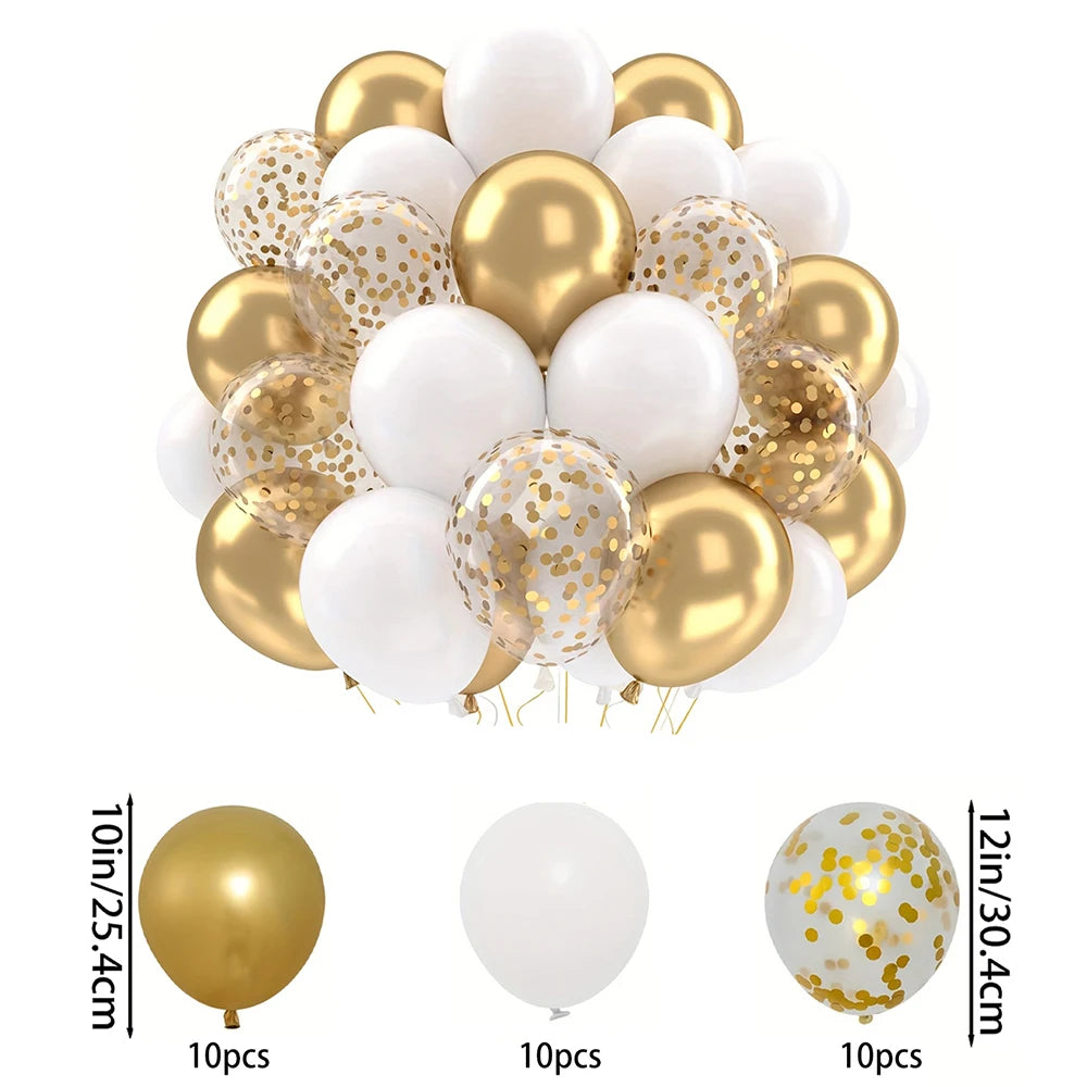 Kit Ballons Dorés & Blancs pour Fêtes Élégantes