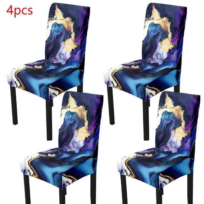 Housse de chaise marbre doré extensible, lot 4 à 7