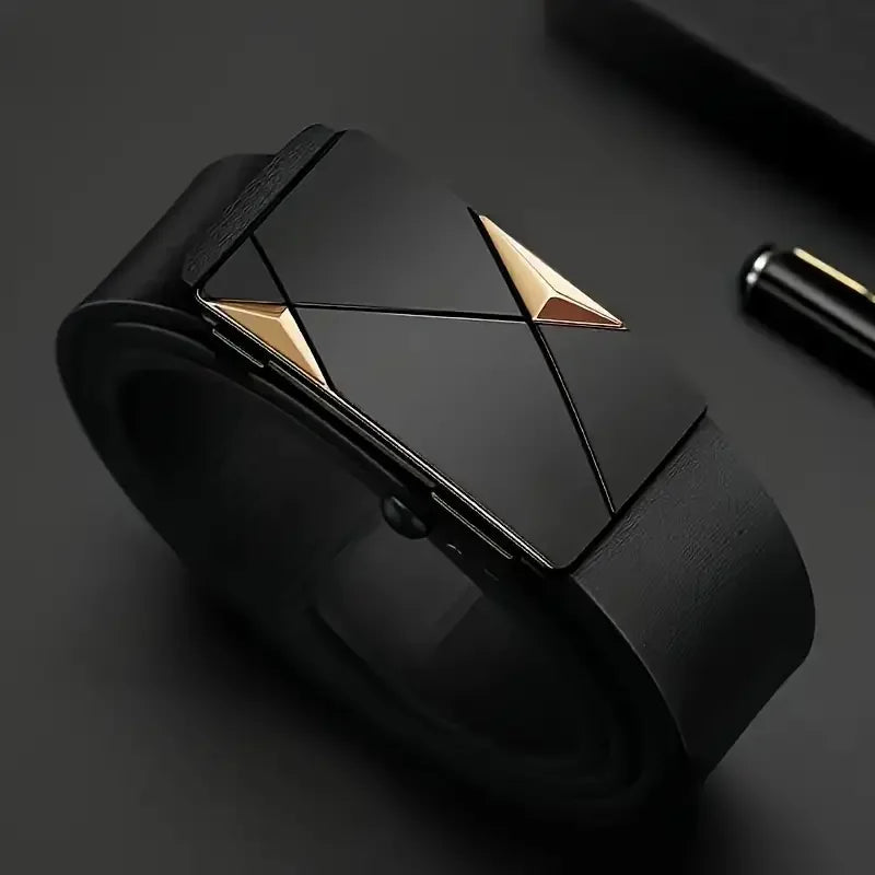 Ceinture Luxe Homme Cuir Boucle Métal Automatique