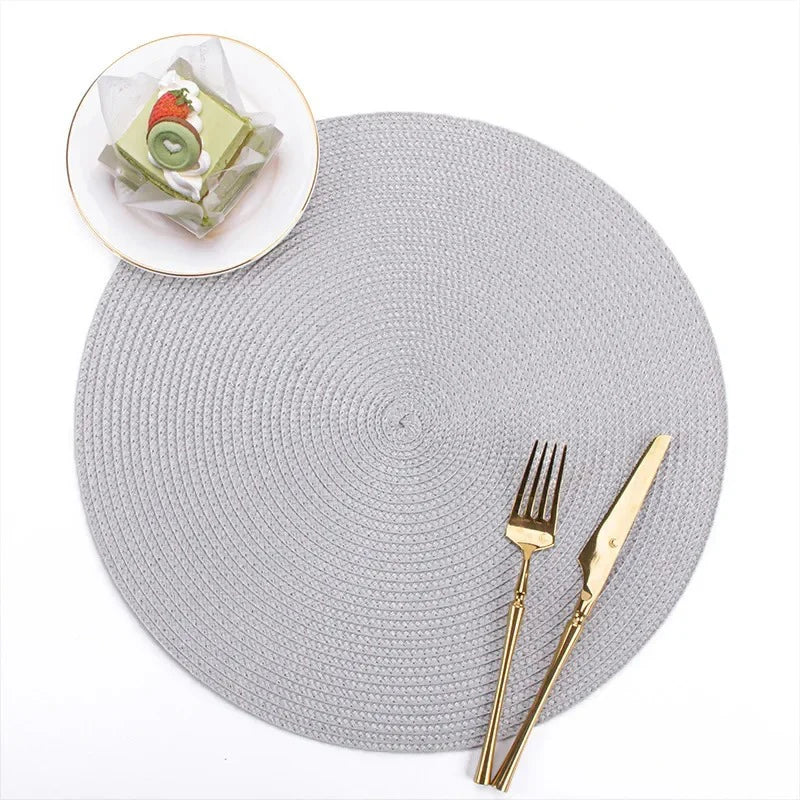 Napperon Rond Tressé 38CM Lavable Antidérapant Fête