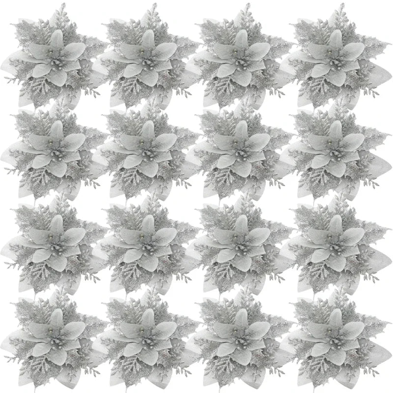 Étoiles de Noël Pailletées en Fleurs