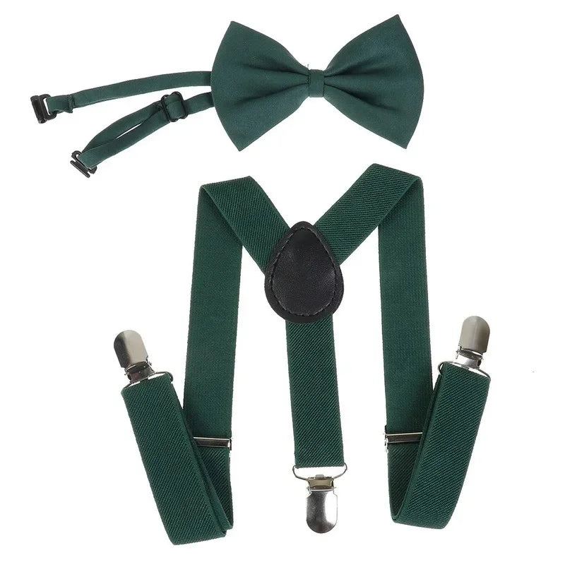 Red Y-Shape Suspenders with Bow Tie Set for Kids