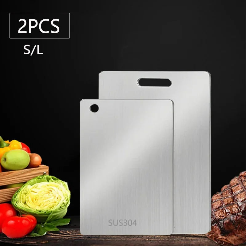 Stainless Steel Double-Sided Chopping Board Set
