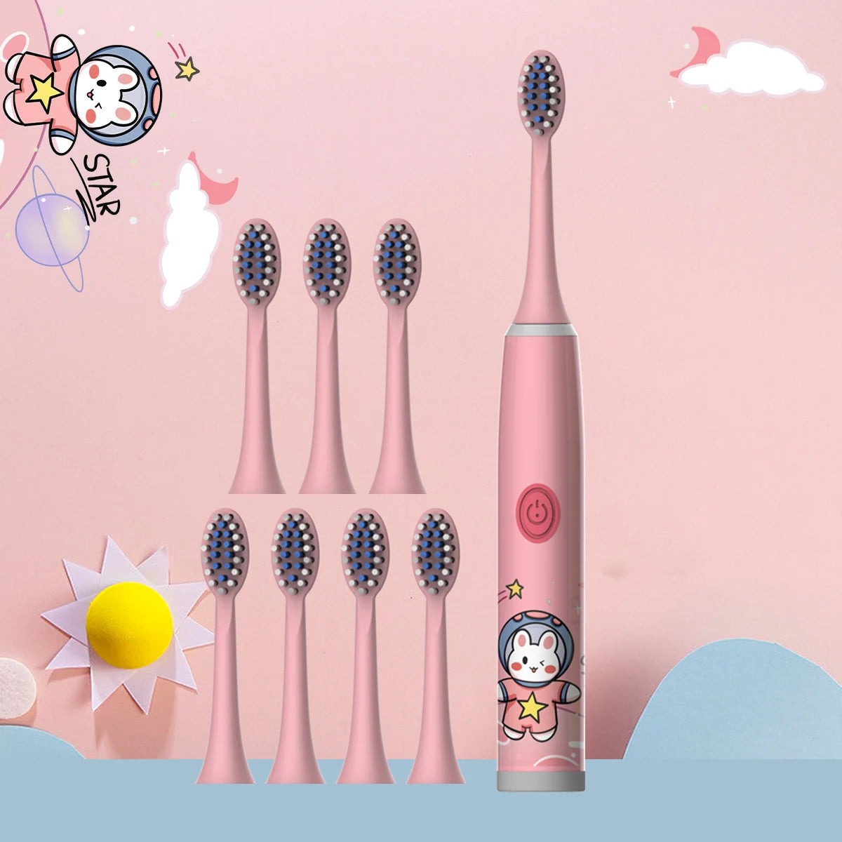 Cartoon Space Kids Electric Toothbrush & Soft Brush