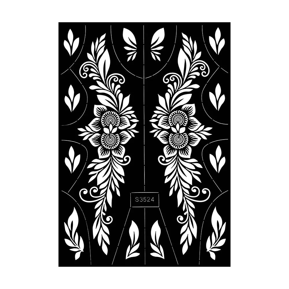 Pochoir Henné Fleurs - Tatouage Éphémère Réutilisable