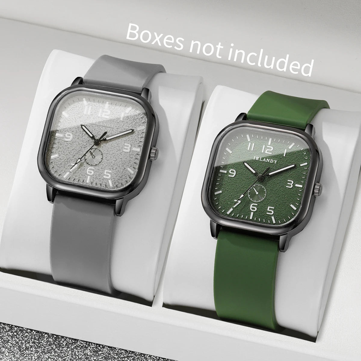 Montre Décontractée 2 Pièces Cadran Carré Silicorne